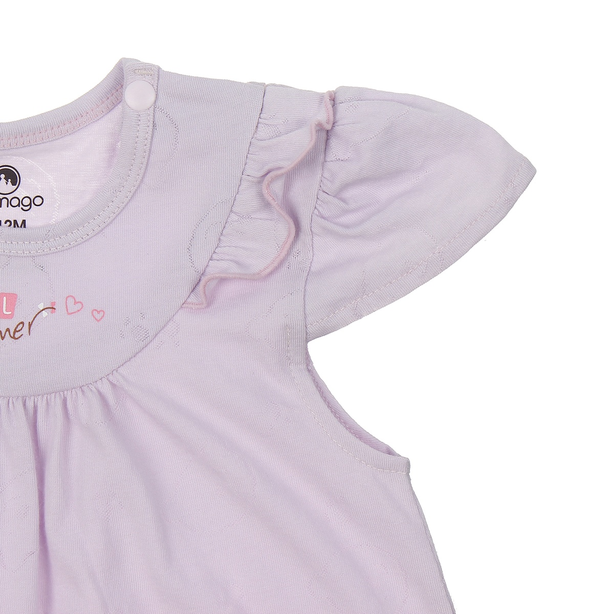 Quần áo sơ sinh Neil cộc tay cài vai Mamago HN20H (Tím) 12-18M - mặt phải