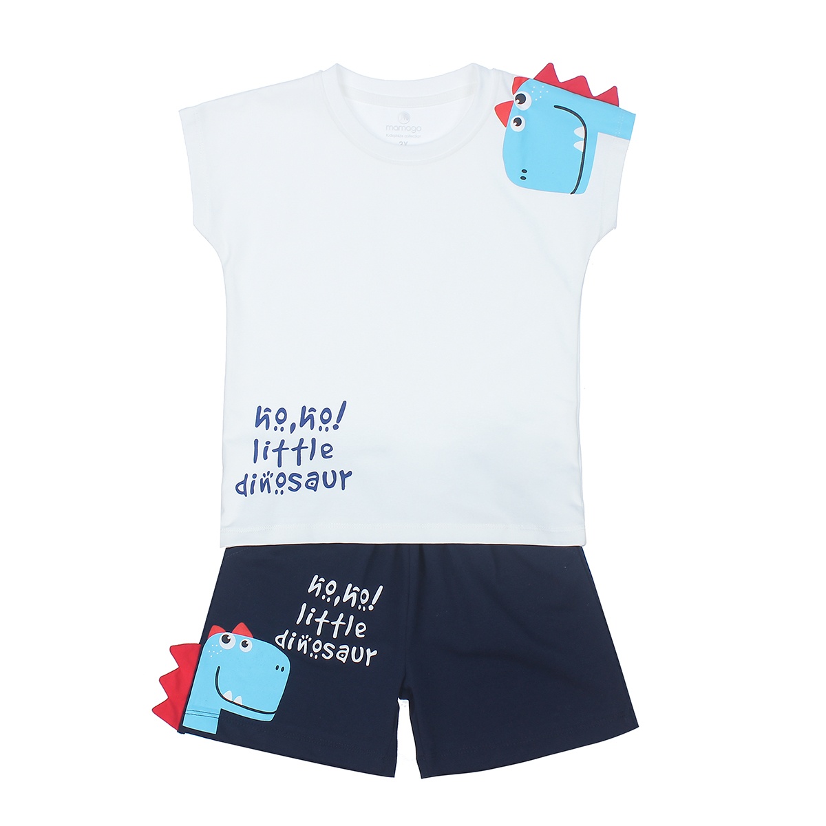 Quần áo thời trang bé trai cộc tay Mamago in Little Dinosaur LN20H (Trắng) 6Y