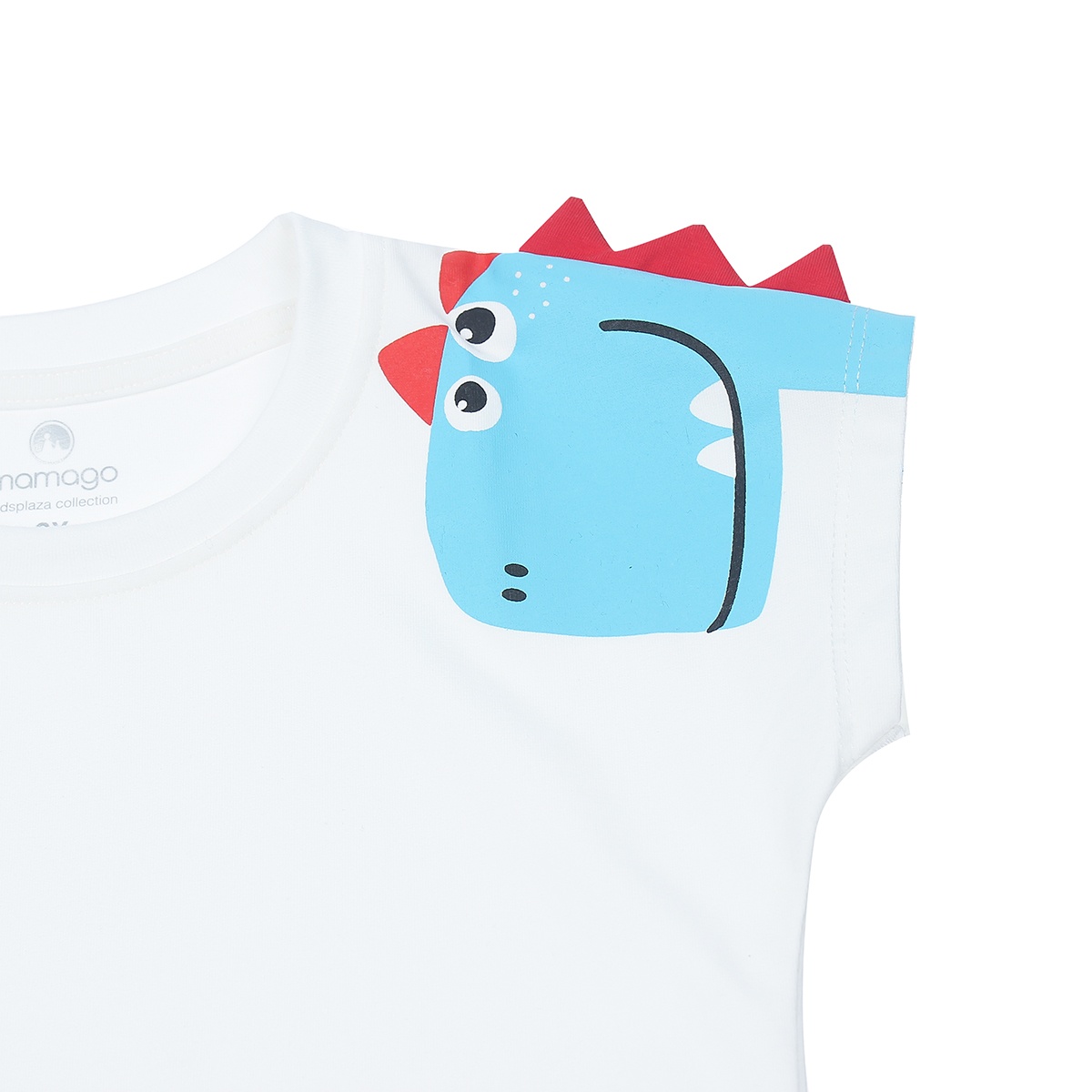 Quần áo thời trang bé trai cộc tay Mamago in Little Dinosaur LN20H (Trắng) 2Y - mặt phải