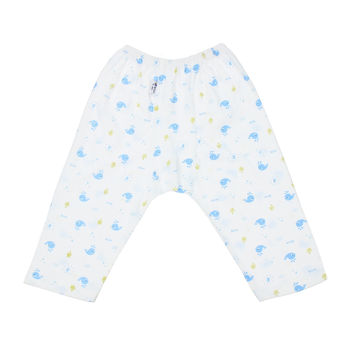 Quần dài sơ sinh Kiza in cá heo (Trắng Xanh) 3-6M - mặt phải