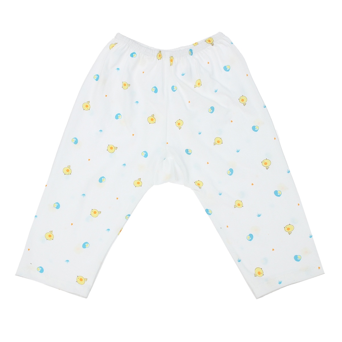 Quần dài sơ sinh Kiza in hình gà con (Trắng Vàng) 0-3M - mặt trái