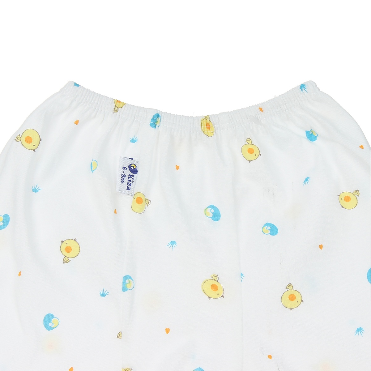 Quần dài sơ sinh Kiza in hình gà con (Trắng Vàng) 3-6M - mặt trái