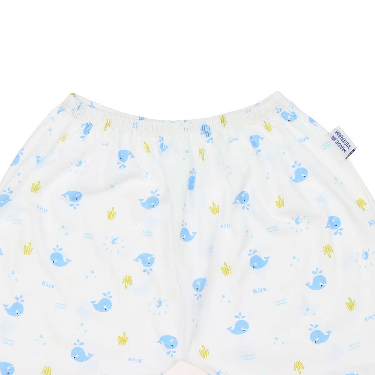Quần sơ sinh cộc Kiza in hình cá heo (Trắng xanh) 9-12M - mặt trái