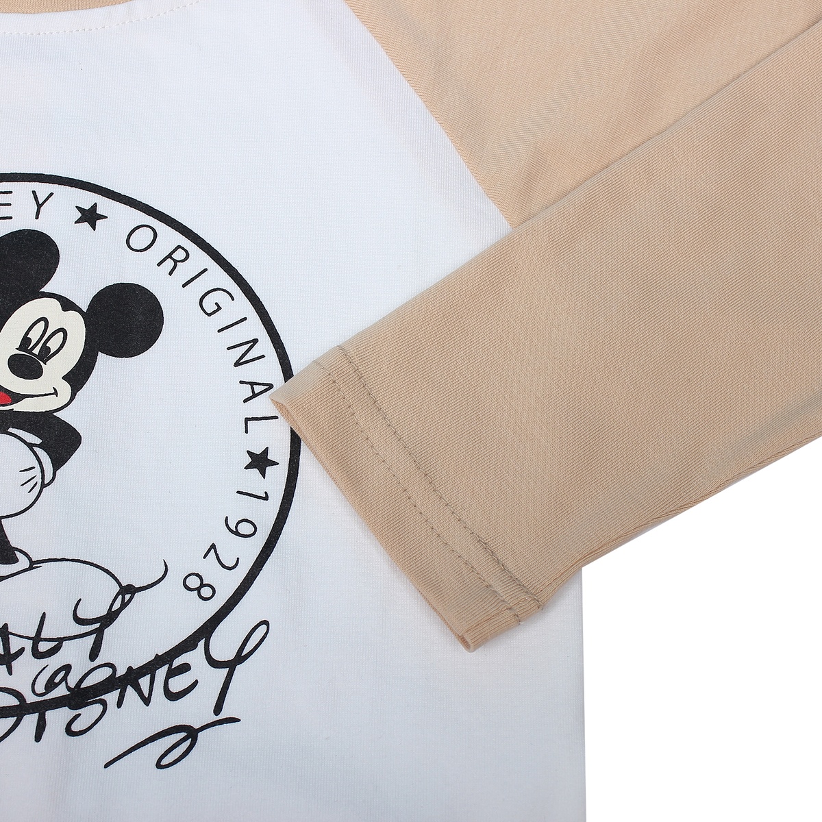 Quần áo dài tay bé trai áo phối da in hình chuột Mickey Mamago HT19T - mặt phải