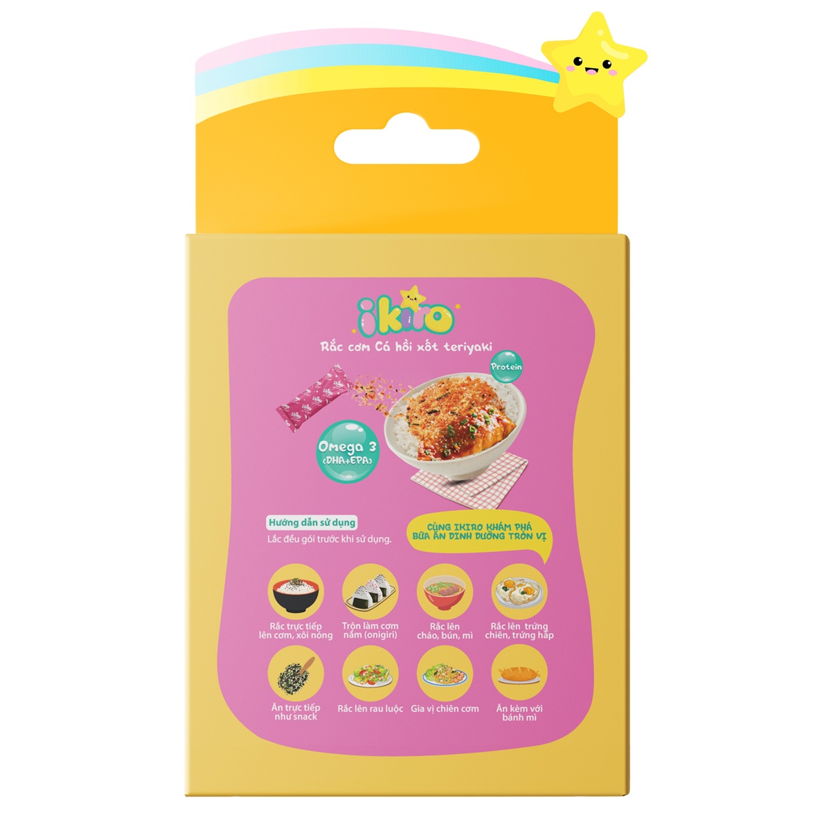 Rắc cơm cá hồi Ikiro vị teriyaki 24g - mặt trái