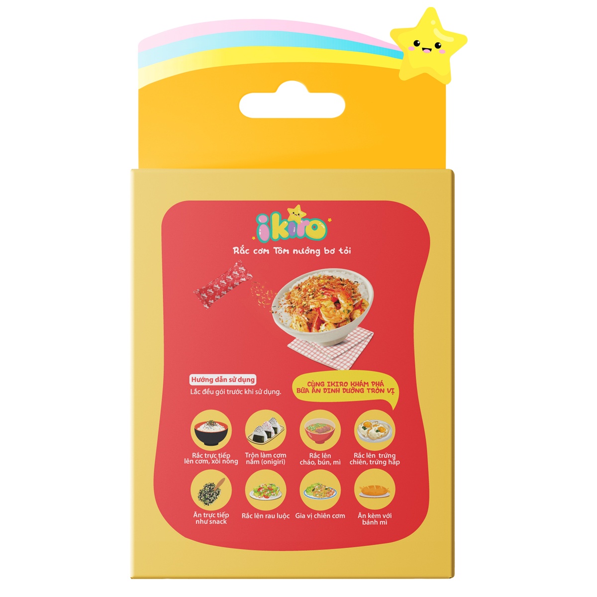 Rắc cơm Ikiro vị tôm nướng bơ tỏi 27g - mặt trái