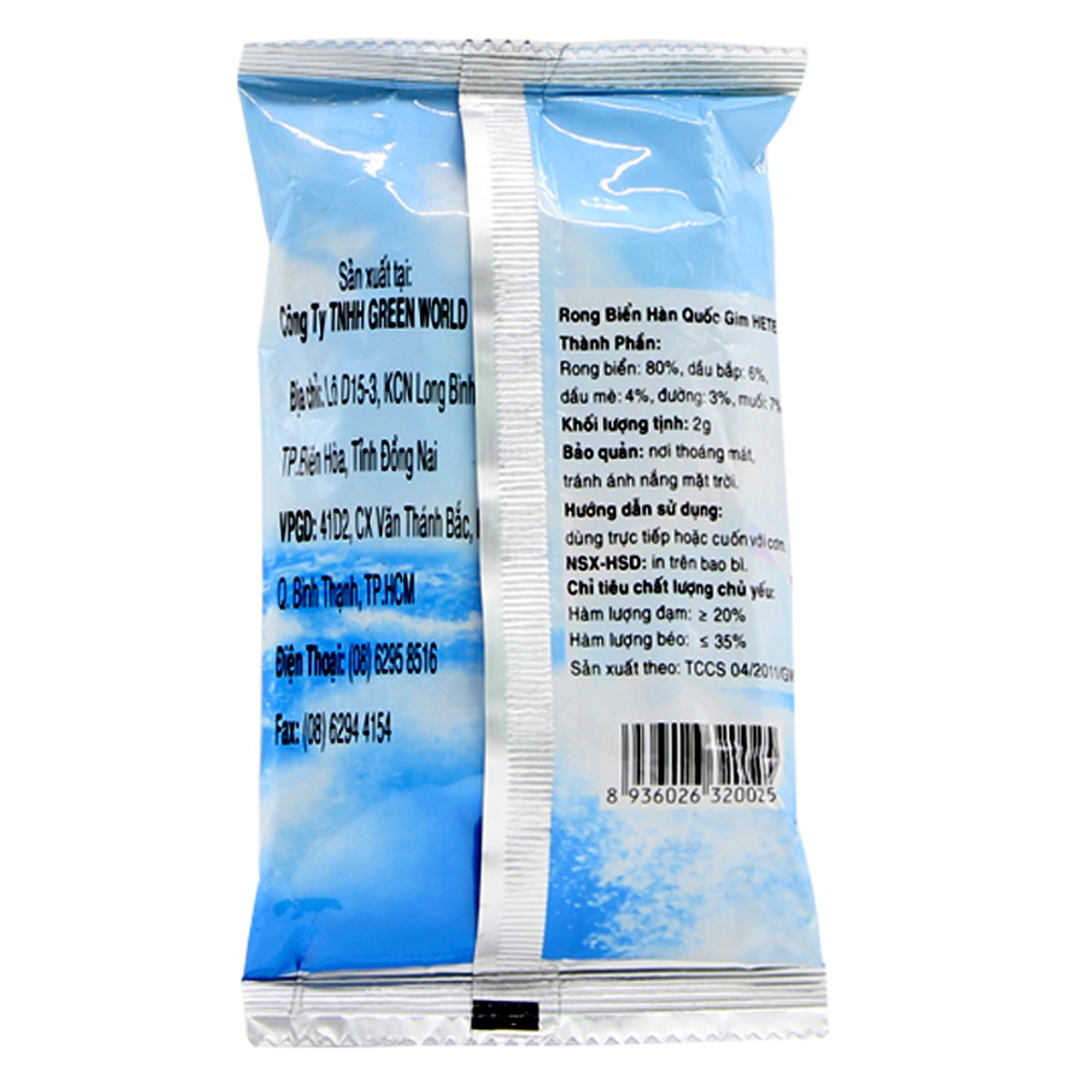 Rong biển Blue Gim 2gx8gói - mặt trái