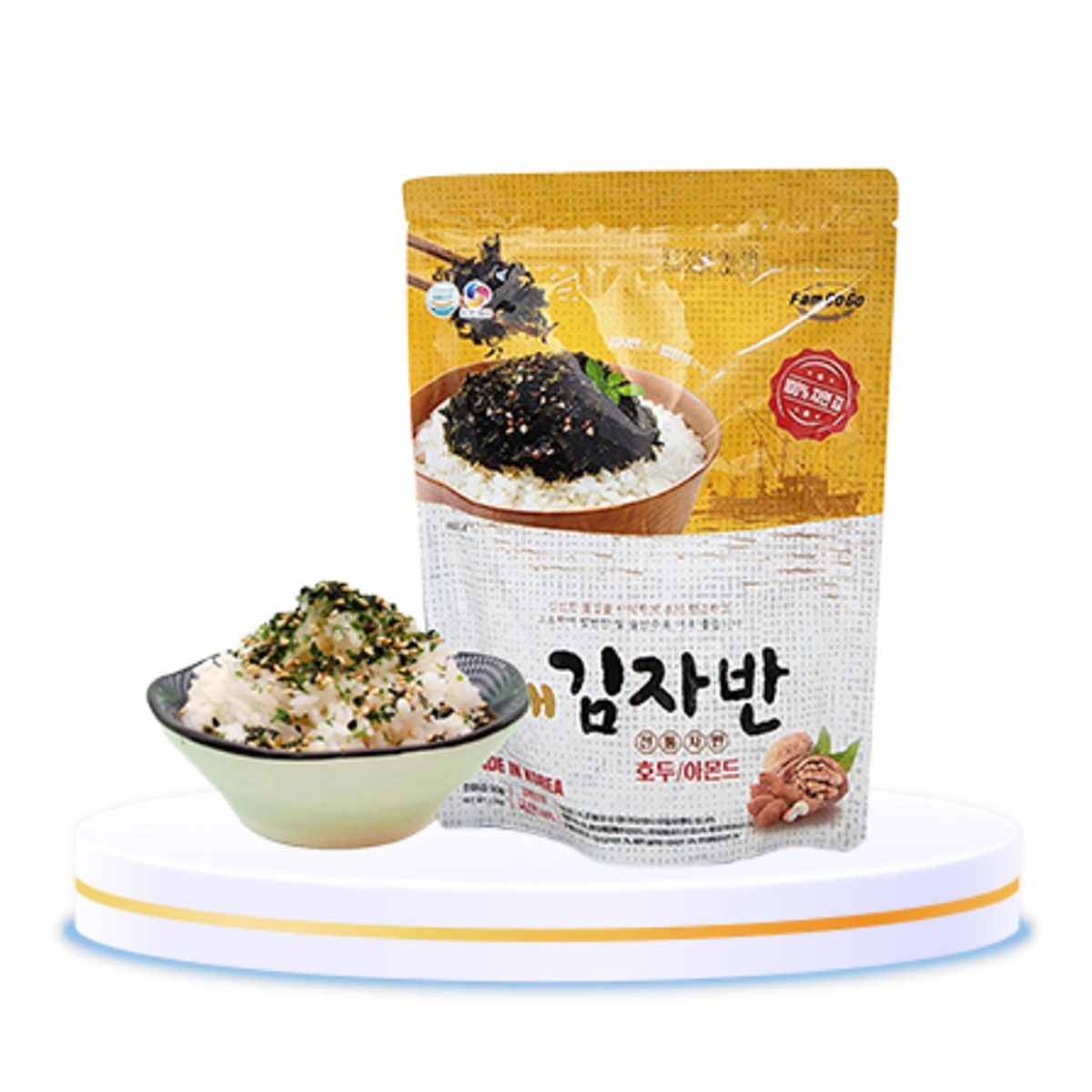 Rong biển rắc cơm Mirae vị hạnh nhân óc chó 50g cho bé 12M+ - mặt phải