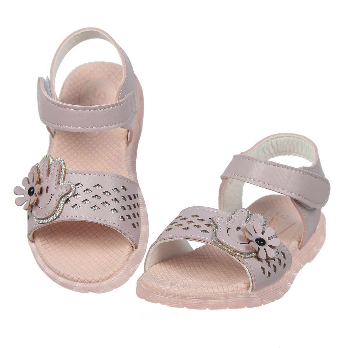 SANDAL bé gái đính hoa tay AC20 size 22 (Tím) - mặt trái