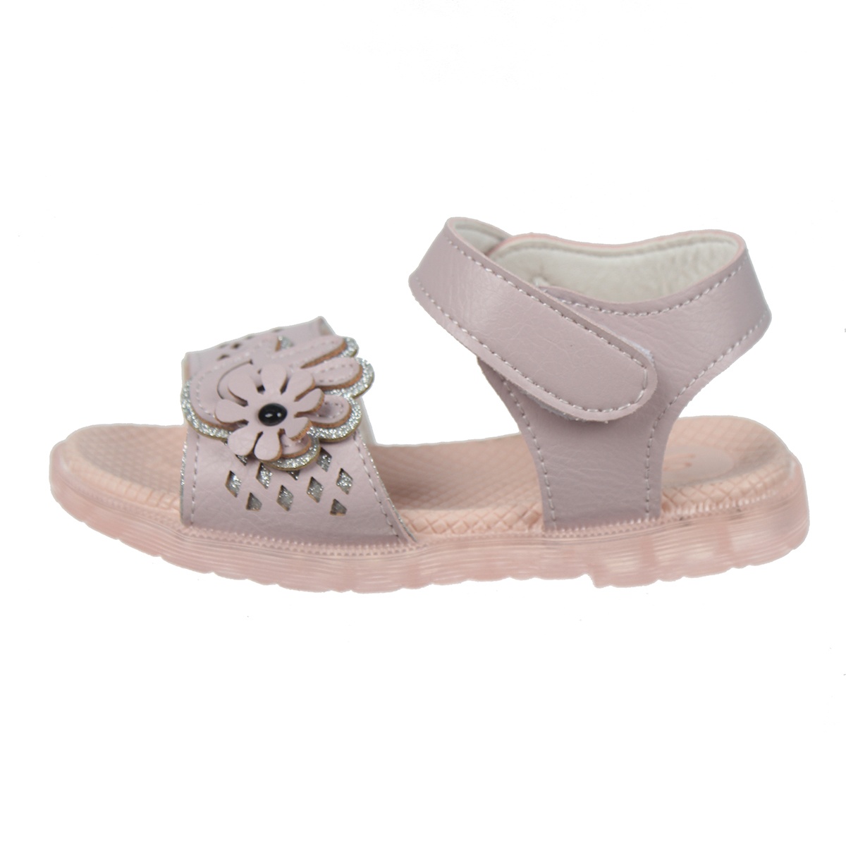 SANDAL bé gái đính hoa tay AC20 size 22 (Tím) - mặt phải
