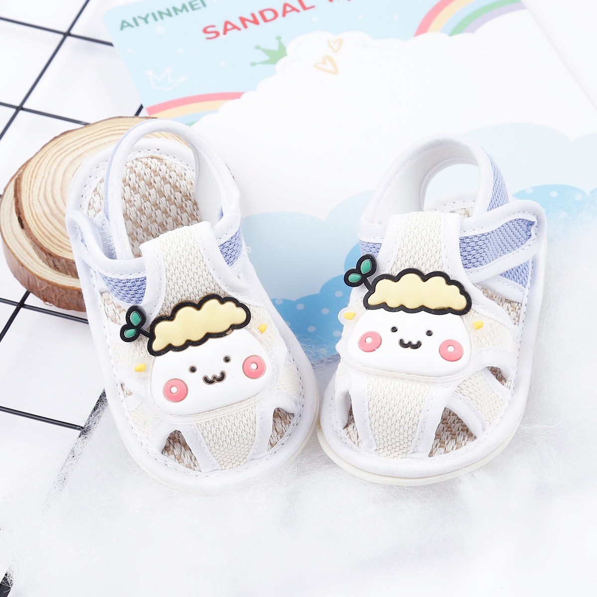 Dép sandal tập đi Aiyinmei hình cừu 23K-SD4 (Be)