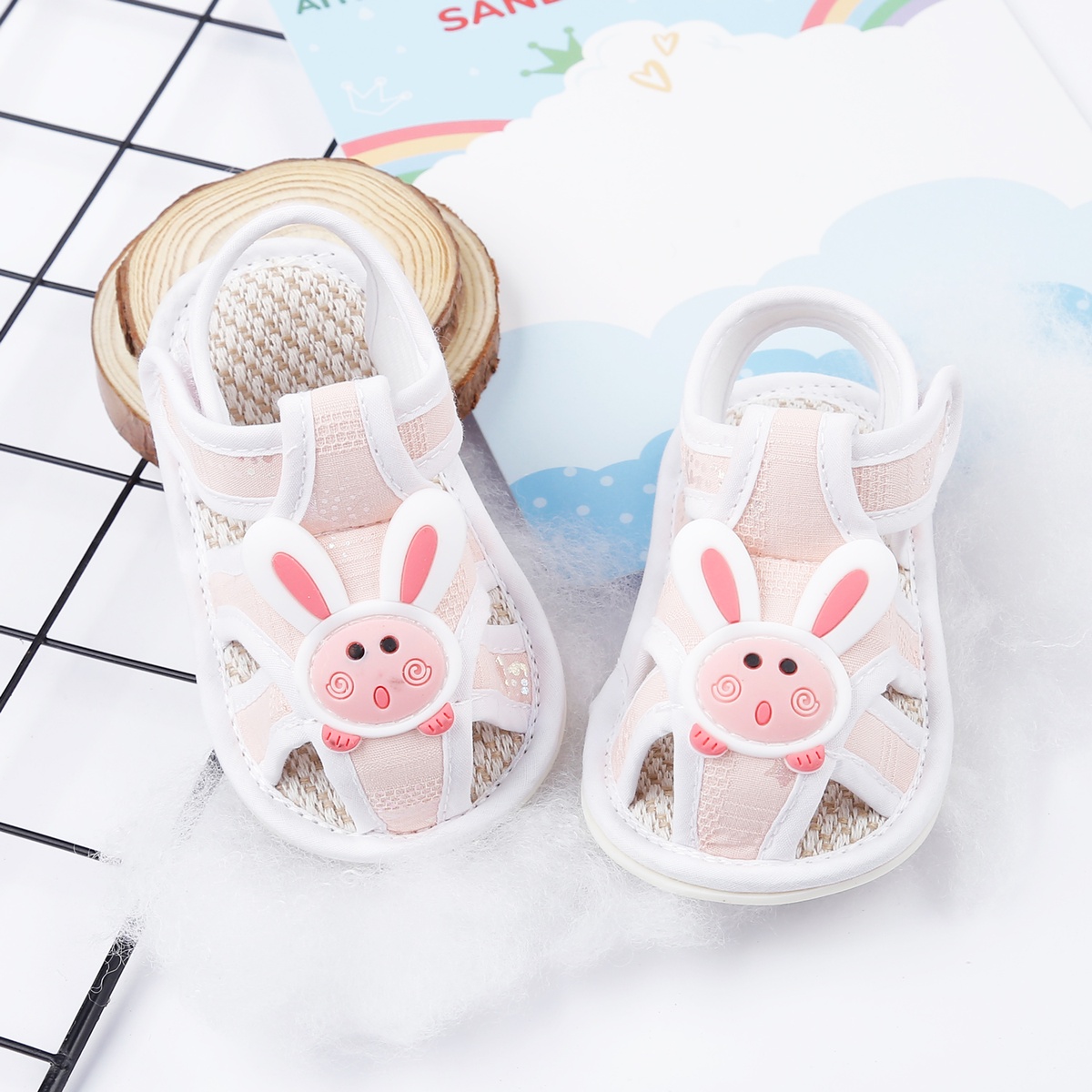 Dép sandal tập đi Aiyinmei hình mặt thỏ 23K-SD5 (Hồng)