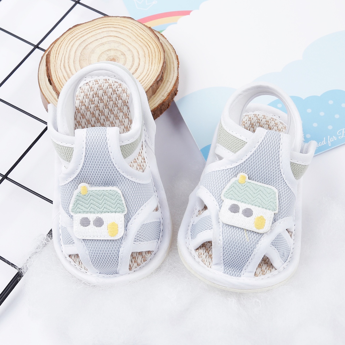 Dép sandal tập đi Aiyinmei hình ngôi nhà 23K-SD6 (Xám)