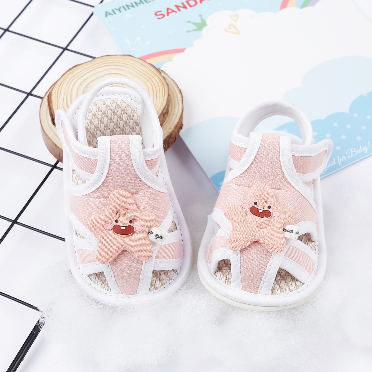 Dép sandal tập đi Aiyinmei ngôi sao (Hồng) 23K-SD1