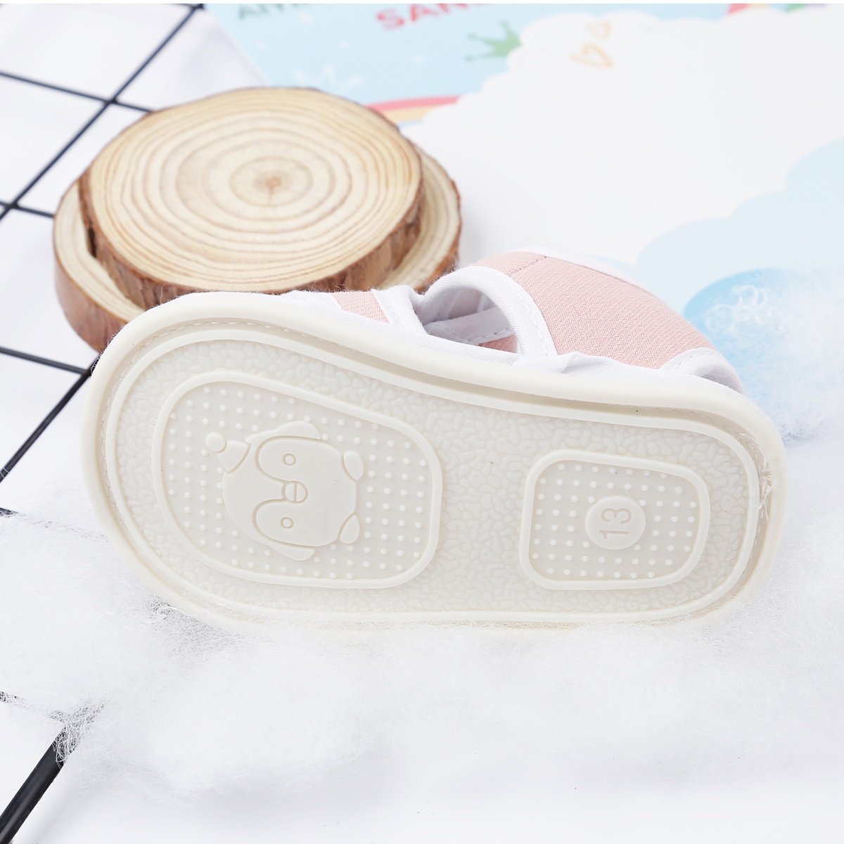Dép sandal tập đi Aiyinmei thêu hình chú ngựa 23K-SD12 (Hồng) - mặt sau