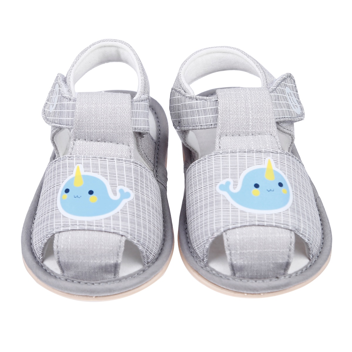 Sandal tập đi Kidsplaza K25 in hình chú Cá Heo (Ghi) - mặt trái