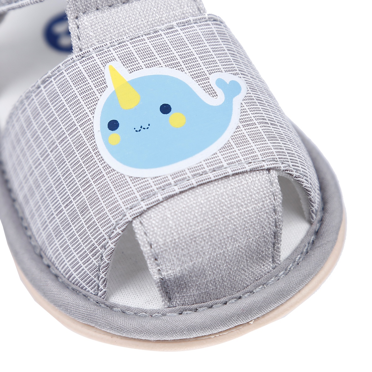 Sandal tập đi Kidsplaza K25 in hình chú Cá Heo (Ghi) - góc nghiêng