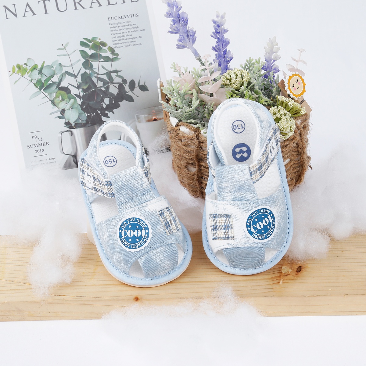 Dép sandal tập đi KidsPlaza kẻ caro 23K-S5 (Xanh)