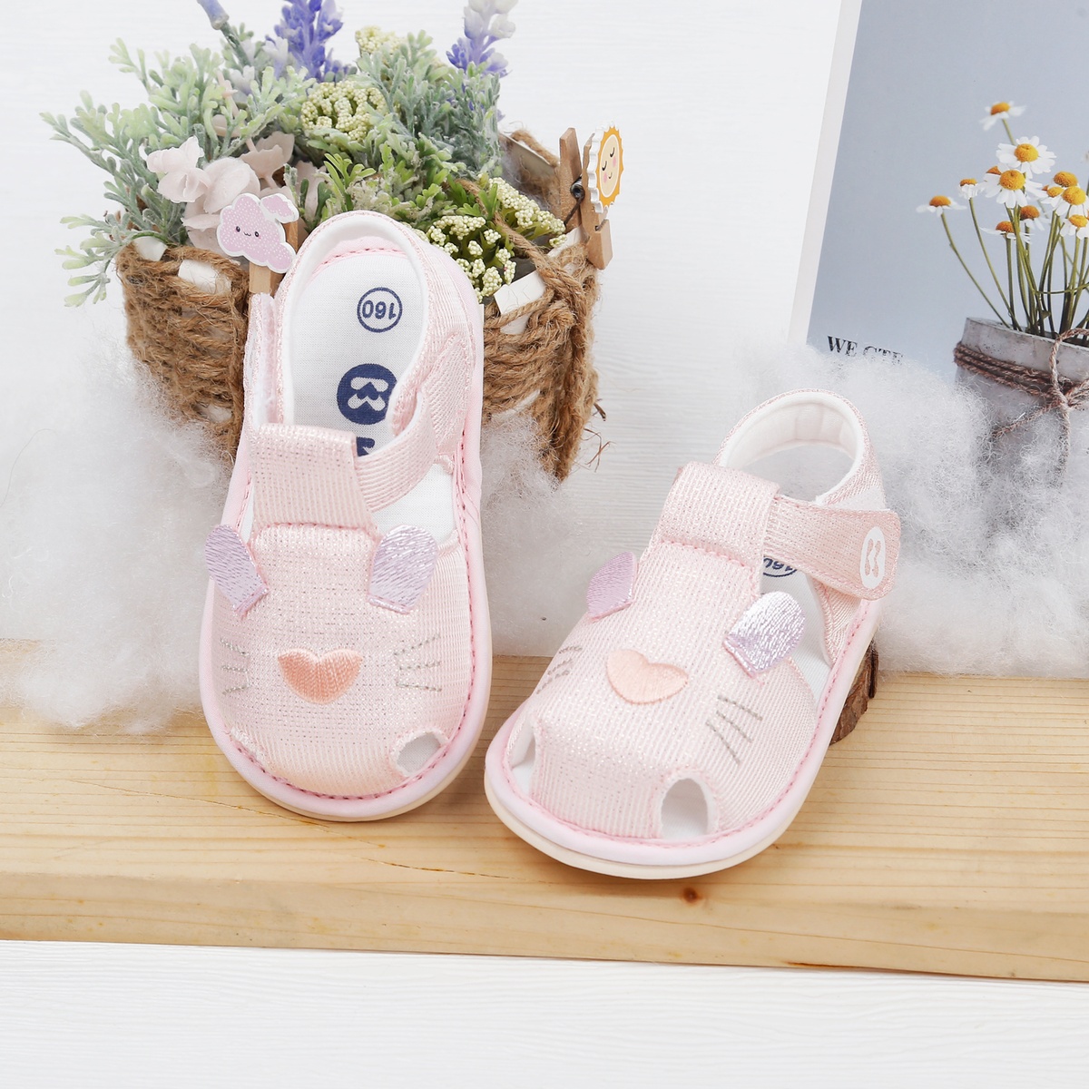 Dép sandal tập đi KidsPlaza thêu hình chú chuột 23K-S11 (Hồng)
