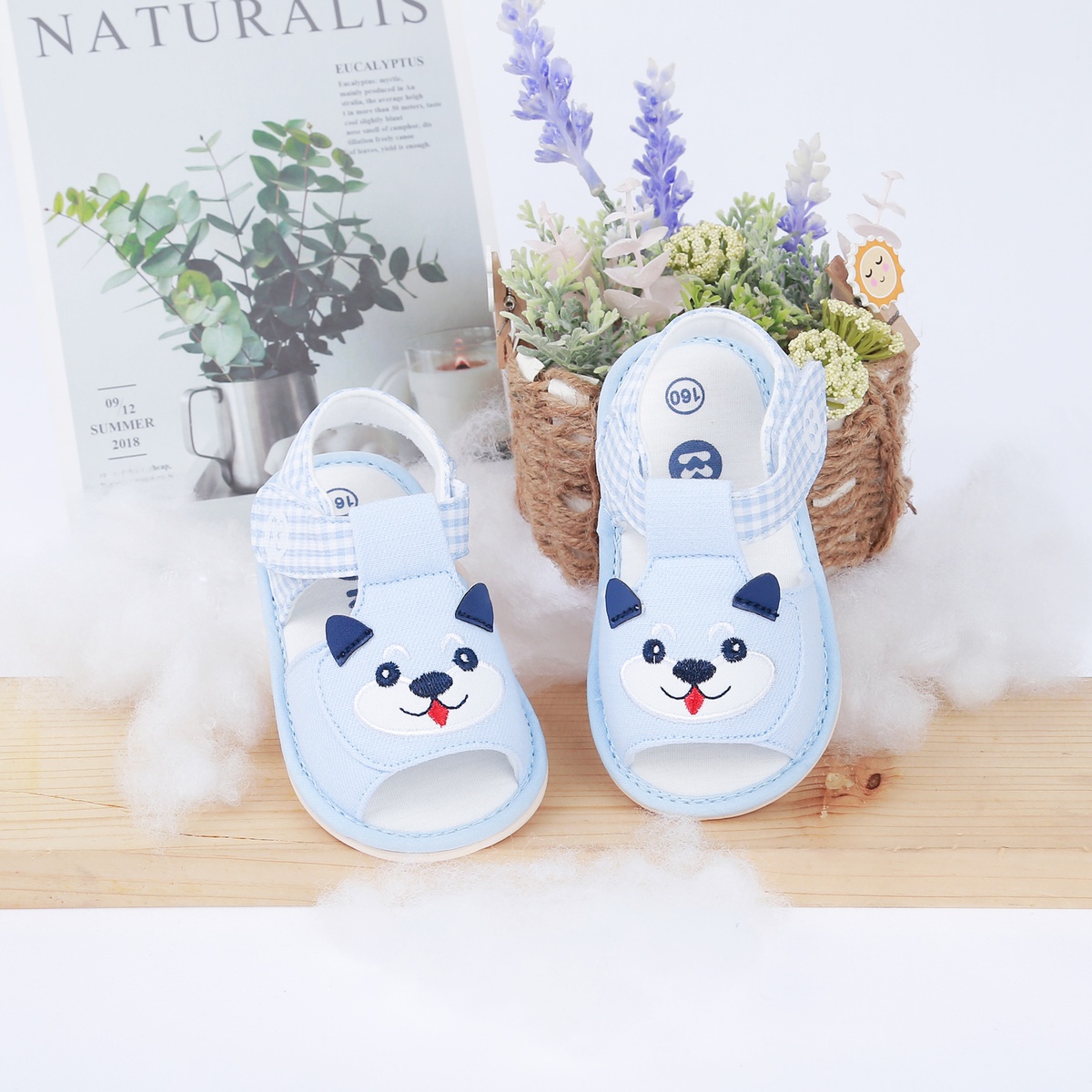 Dép sandal tập đi KidsPlaza thêu hình cún 23K-S3 (Xanh)