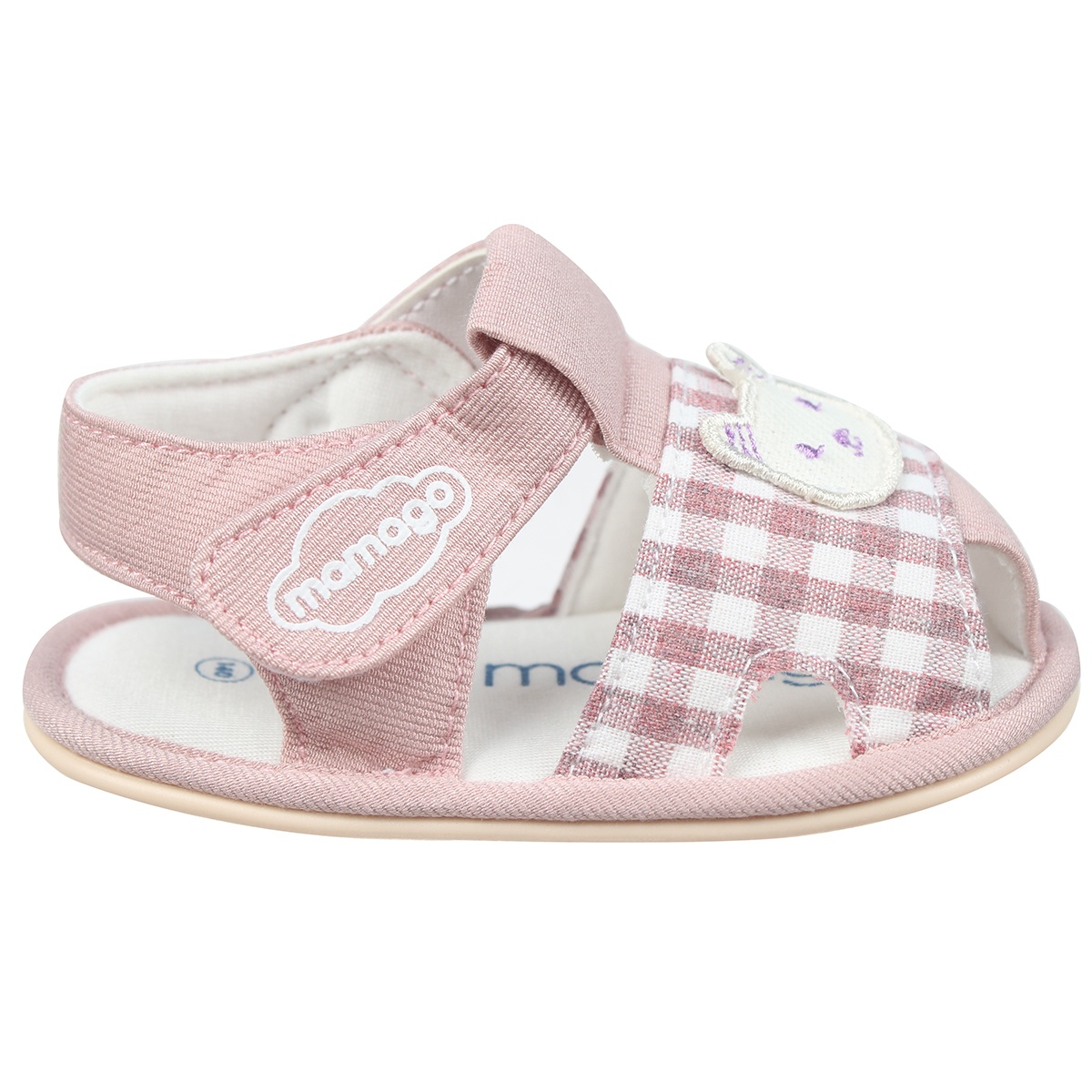 Sandal tập đi Mamago bé gái caro K05 Hồng S13 - mặt trái