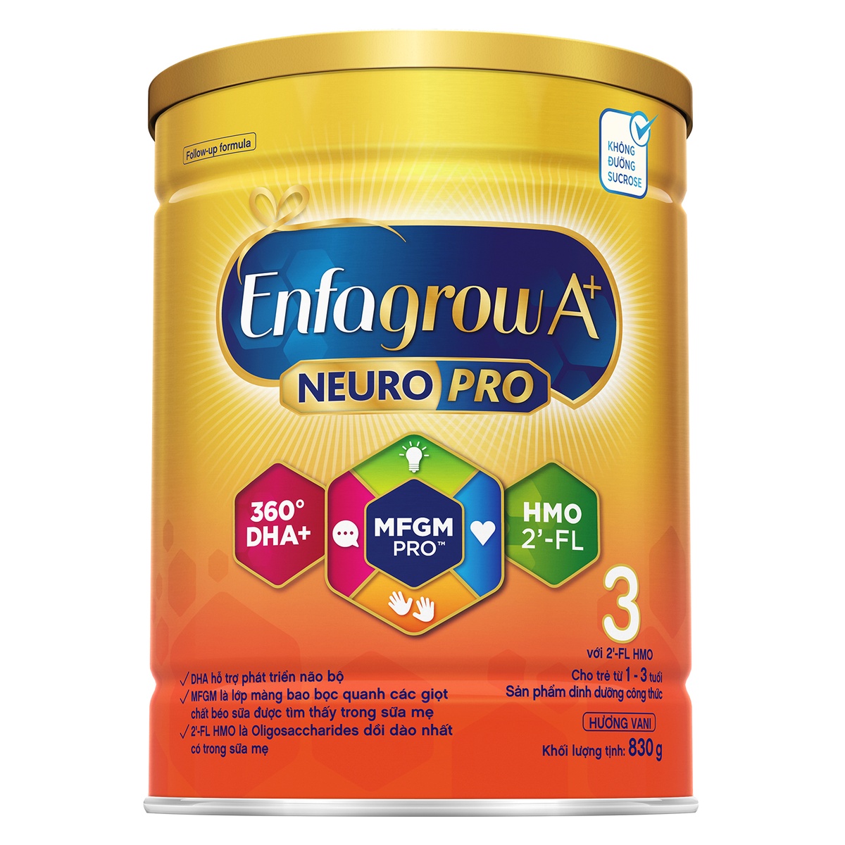 Sữa Enfagrow A+ NeuroPro 3 (cho bé 1-3 tuổi) 830g - mặt sau