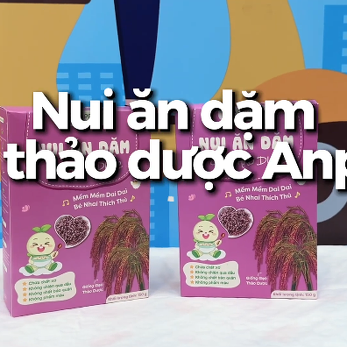 Nui ăn dặm gạo thảo dược Anpaso 150g - video