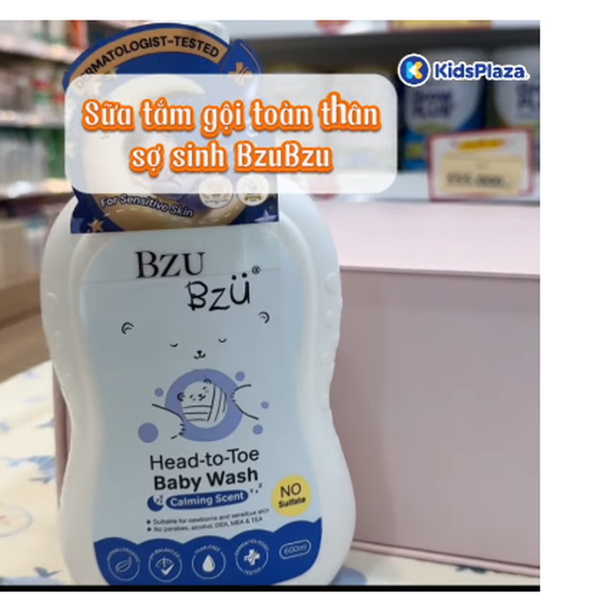 Sữa tắm gội toàn thân sơ sinh Bzu Bzu 600ml - video