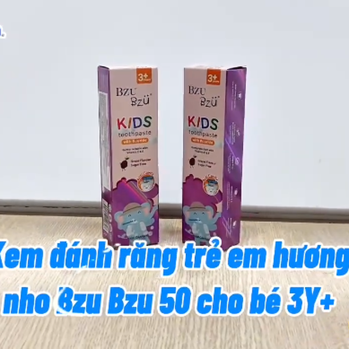 Kem đánh răng trẻ em hương nho Bzu Bzu 50g cho bé 3Y+ - video