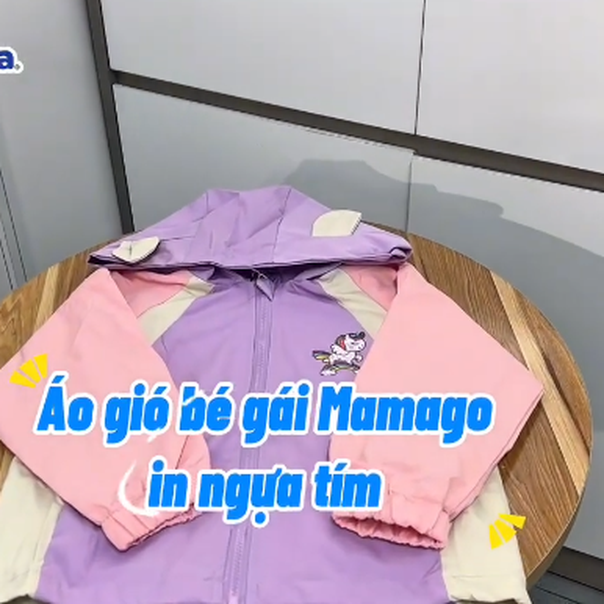 Áo gió bé gái Mamago in ngựa 25K-WJ08 (Tím) - video