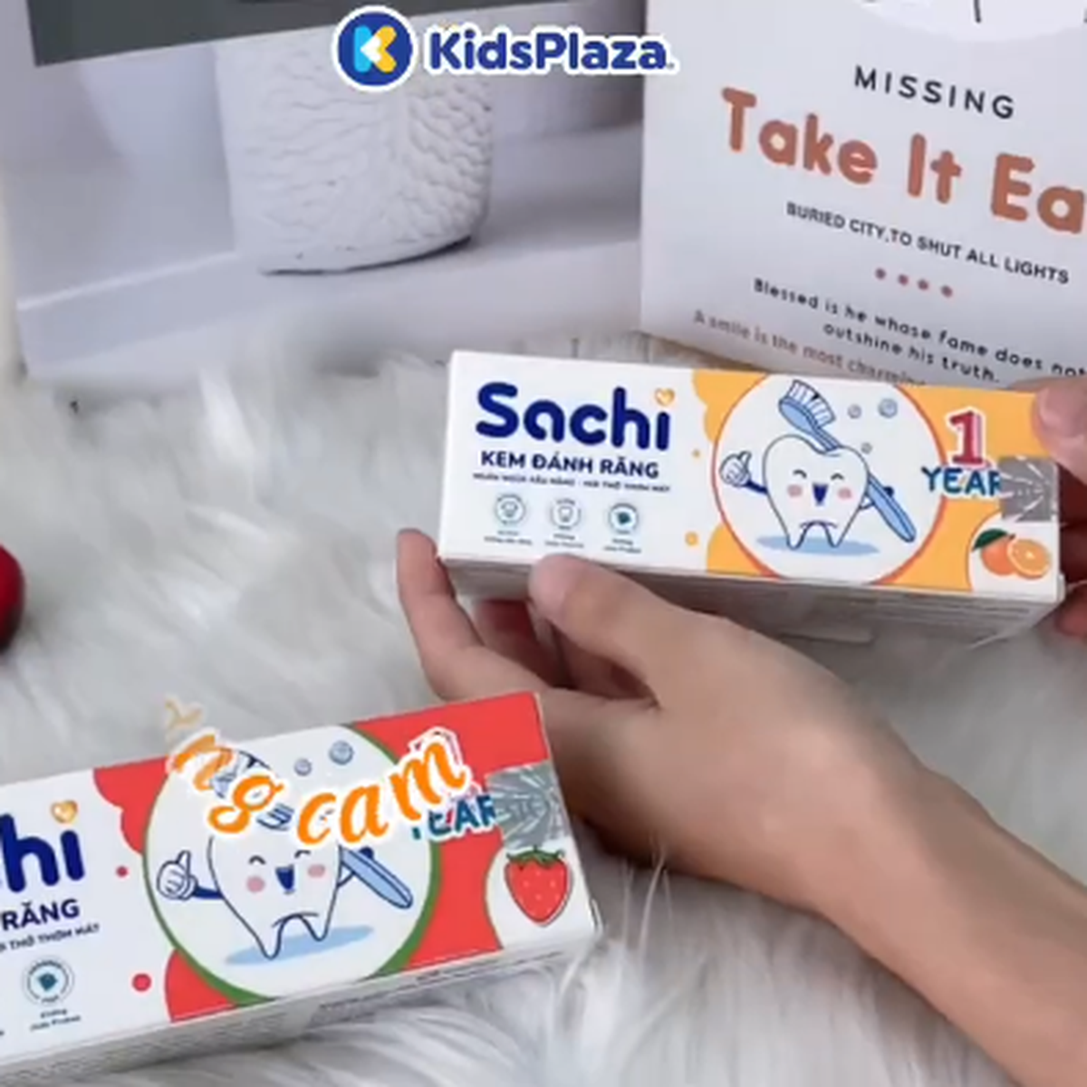 Kem đáng răng Sachi hương đào 60g 1Y+ - video