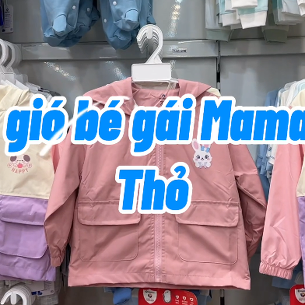 Áo gió bé gái Mamago thỏ 25K-WJ07 (Hồng) - video