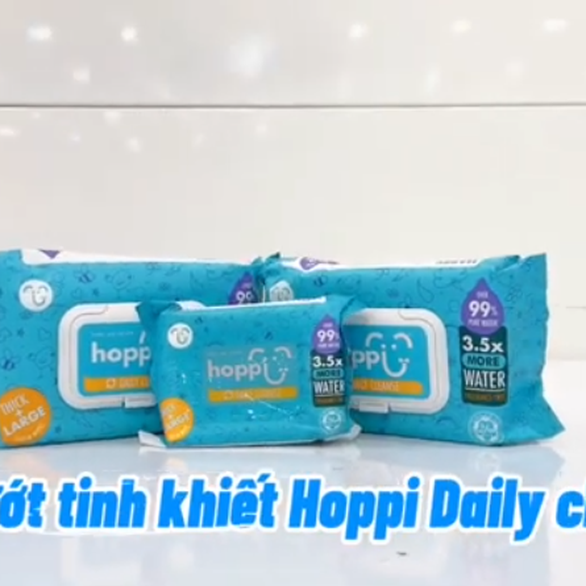 Khăn ướt tinh khiết Hoppi Daily cleanse 3.5x water 20 tờ - video