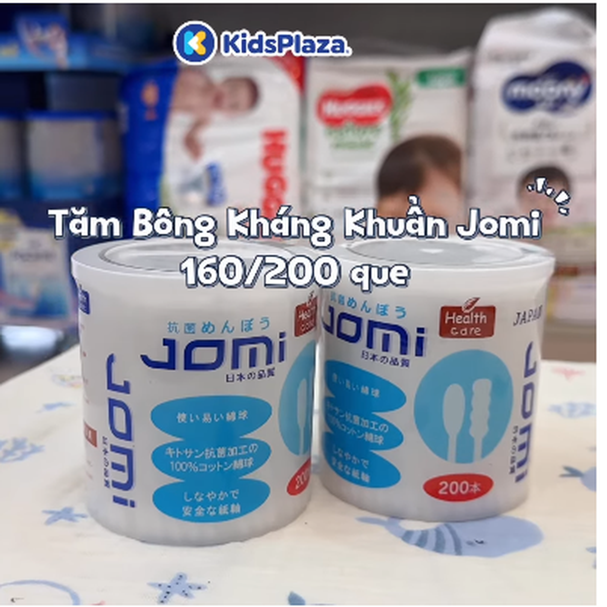 Tăm bông Jomi kháng khuẩn 160pcs - video