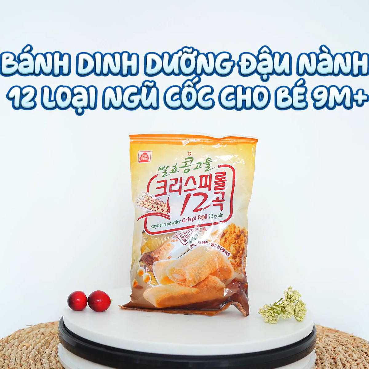 Bánh dinh dưỡng đậu nành 12 loại ngũ cốc cho bé 9M+ - video