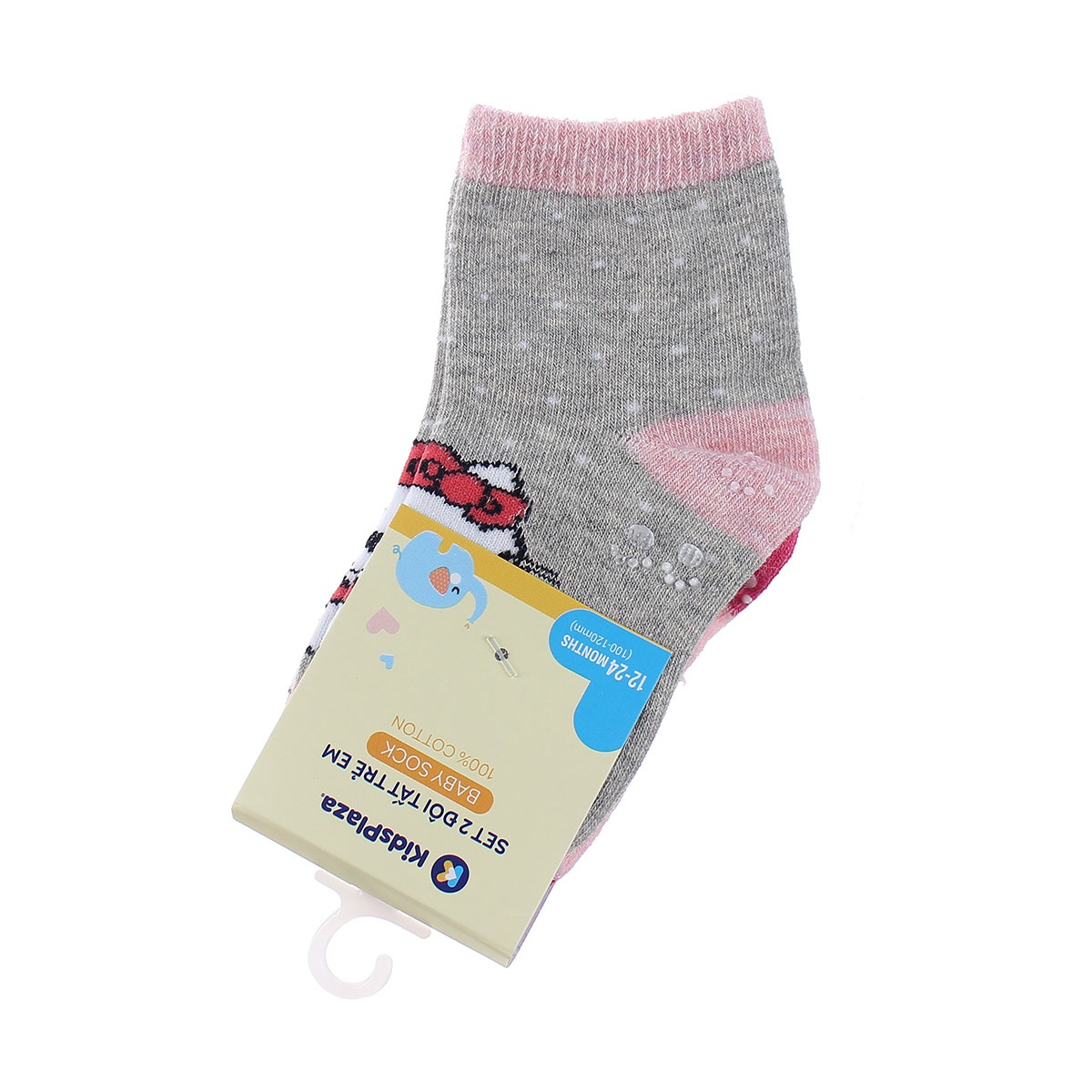 Set 2 đôi tất thời trang KidsPlaza in hình mèo Hello Kitty chống trơn 07 VH19 - mặt trái
