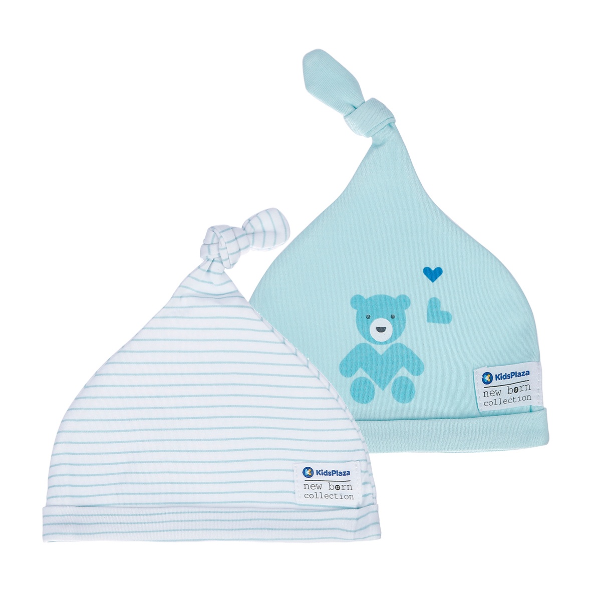 Set 2 mũ chóp sơ sinh cotton KidsPlaza BA21 (Xanh ngọc)