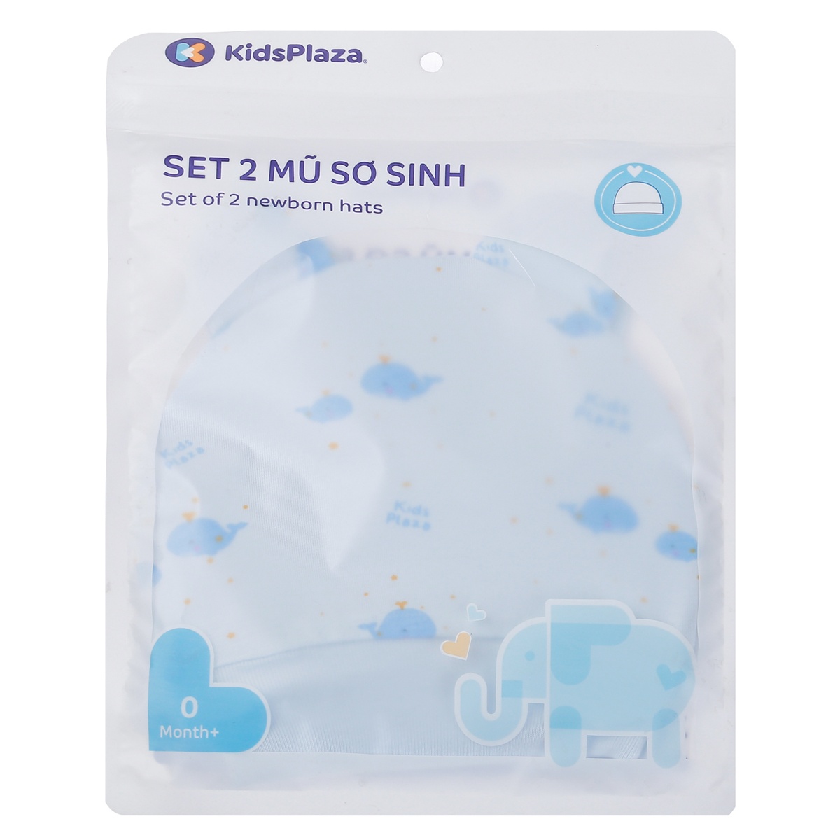 Set 2 mũ cotton KidsPlaza in cá heo TM24 (Xanh dương) - mặt phải