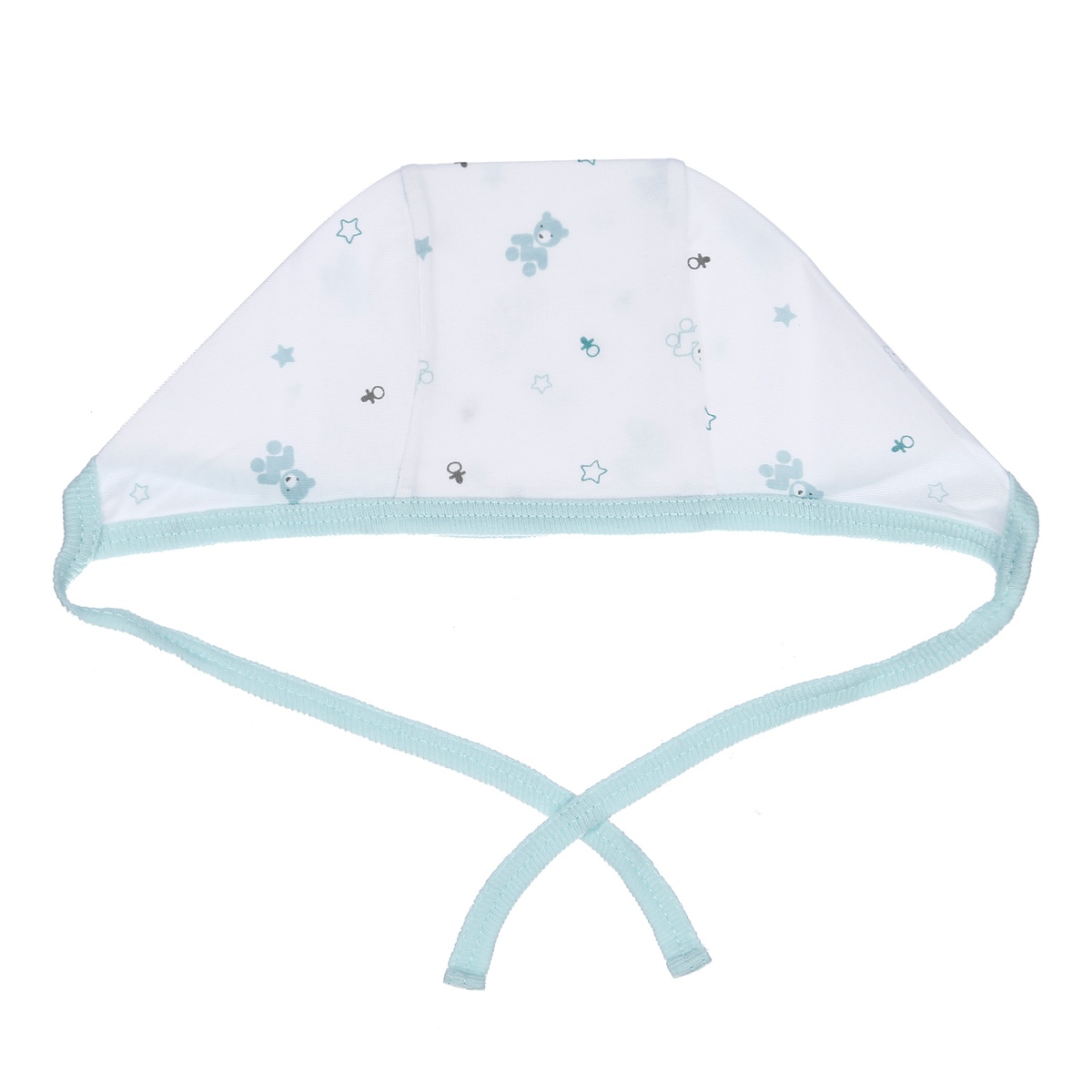 Set 2 mũ sơ sinh cotton buộc dây KidsPlaza BA21 (Xanh ngọc) - mặt phải