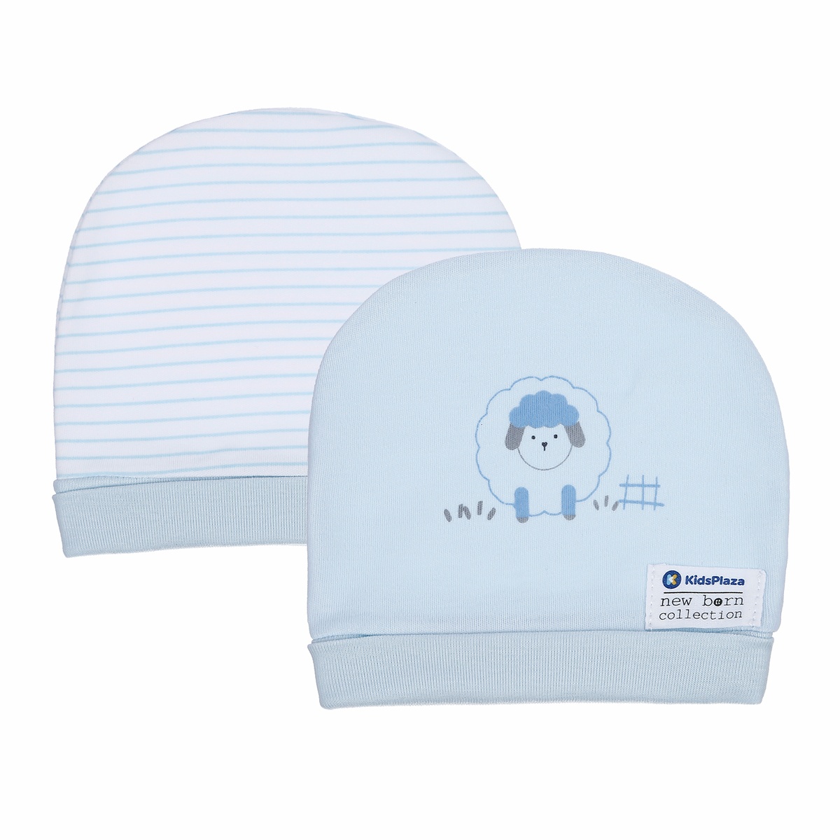 Set 2 mũ sơ sinh cotton KidsPlaza BA21 (Xanh Dương)