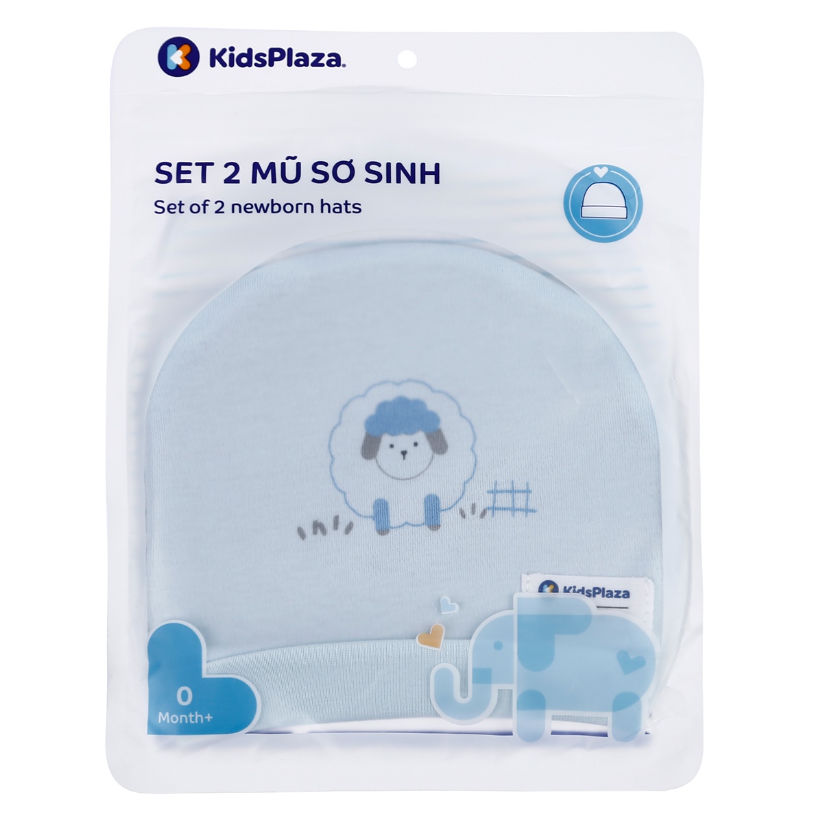 Set 2 mũ sơ sinh cotton KidsPlaza BA21 (Xanh Dương) - hình 7