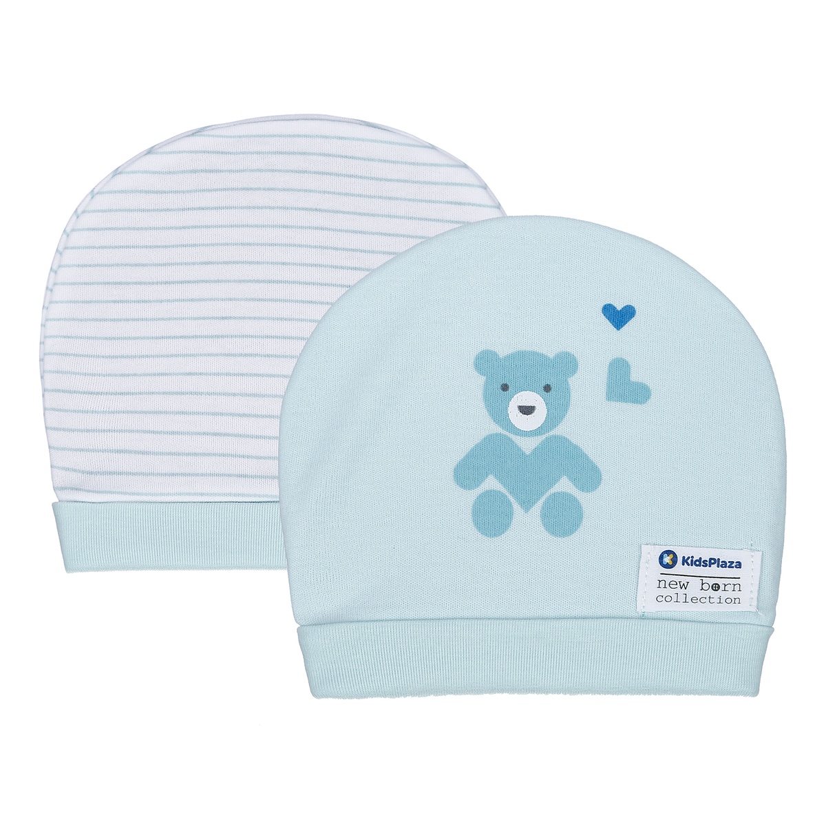 Set 2 mũ sơ sinh cotton KidsPlaza BA21 (Xanh ngọc)