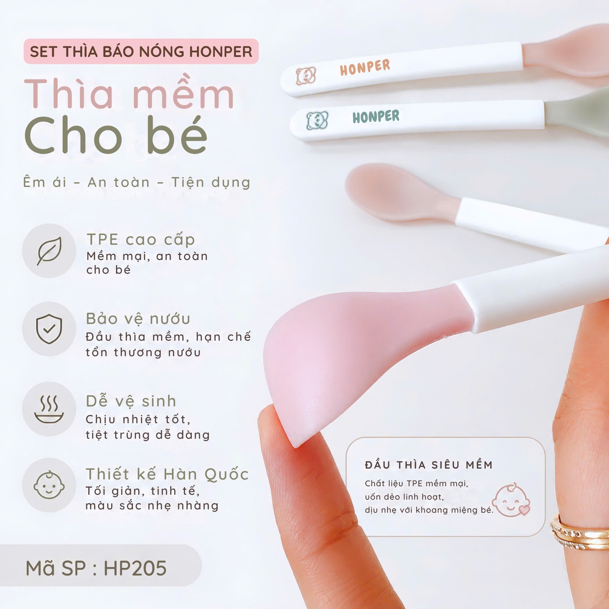 Set thìa báo nóng Honper HP205 (Màu ngẫu nhiên) - góc nghiêng
