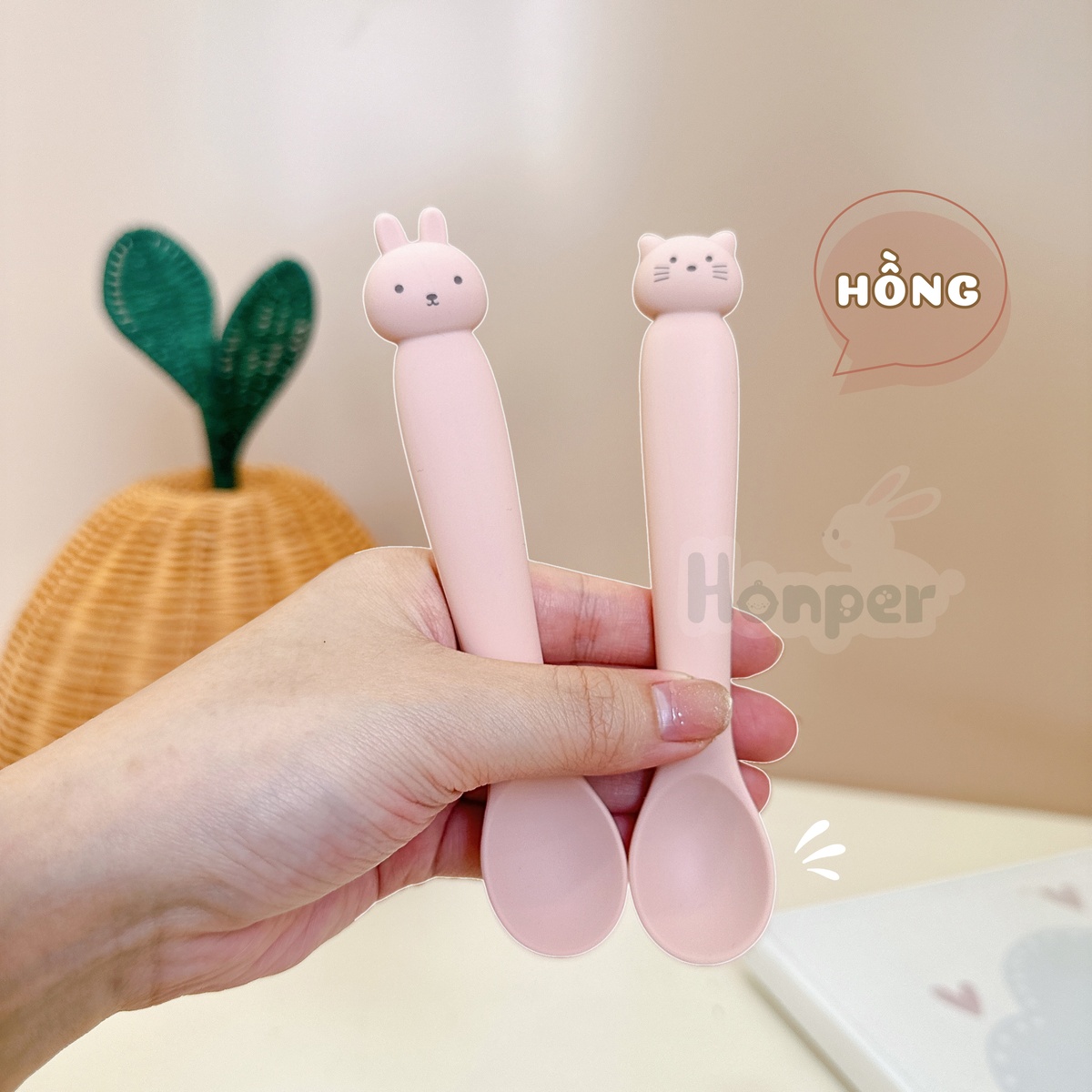 Set 2 thìa silicone hình thỏ/mèo Honper HP201 (Màu ngẫu nhiên) - hình 9