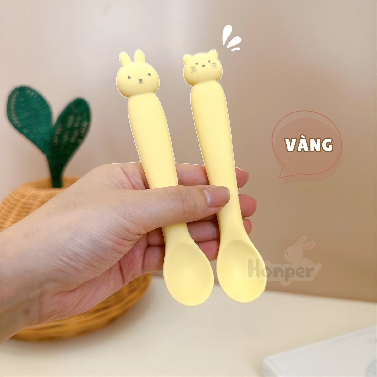 Set 2 thìa silicone hình thỏ/mèo Honper HP201 (Màu ngẫu nhiên) - hình 7