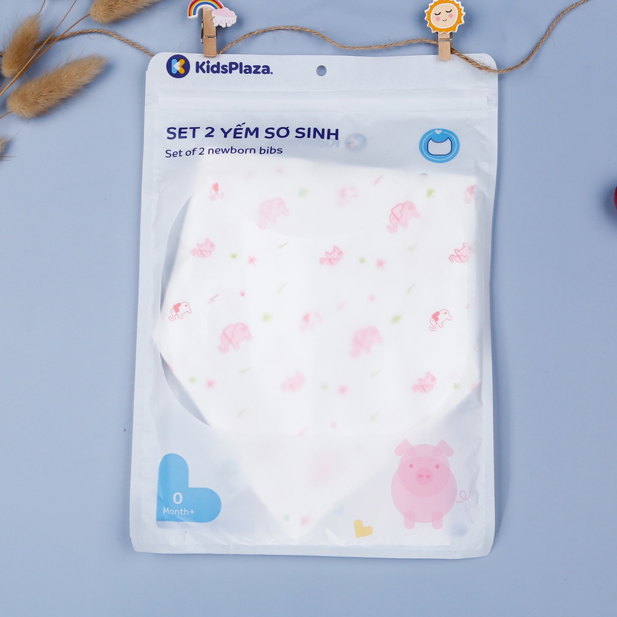 Set 2 yếm tam giác cotton KidsPlaza TM21 (Hồng)