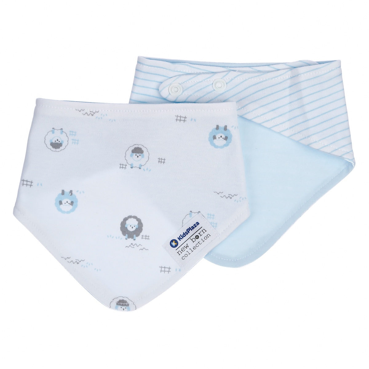 Set 2 yếm tam giác KidsPlaza BA21 (Xanh Dương) - mặt trái