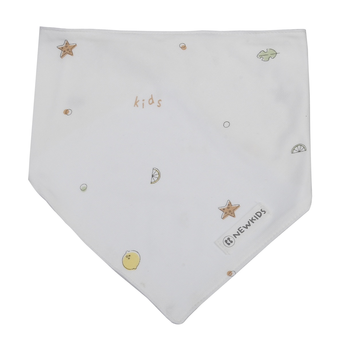 Set 2 yếm tam giác KidsPlaza Otis in chanh ND25T (Trắng xanh) - mặt phải