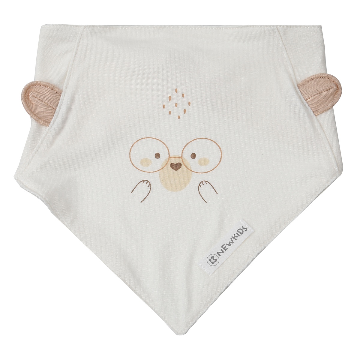Set 2 yếm tam giác KidsPlaza Otis in gấu ND25T (Be) - mặt trái