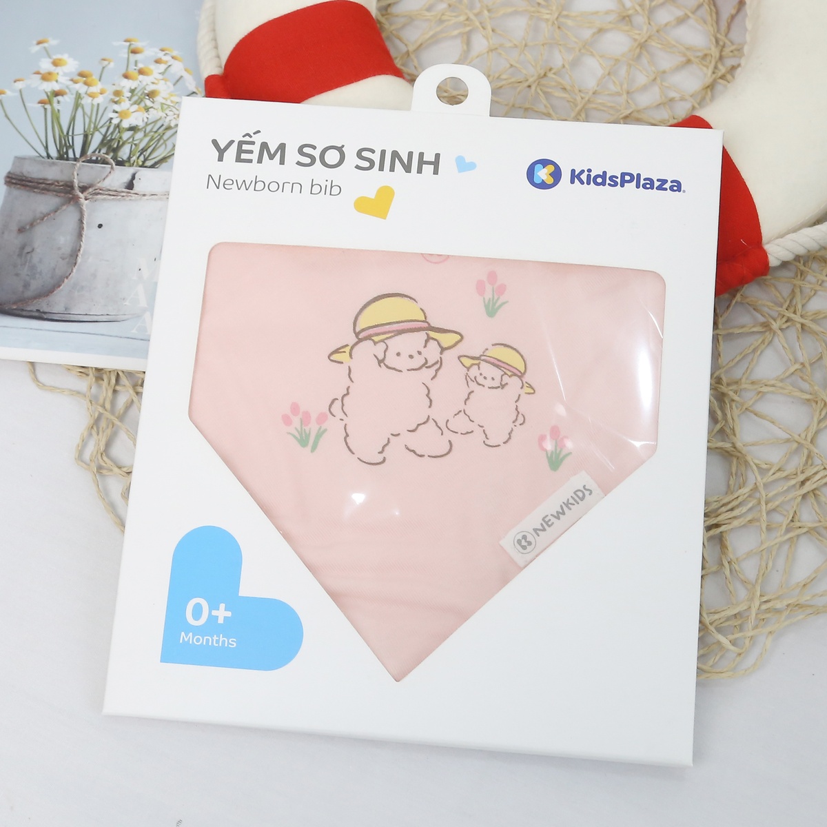 Set 2 yếm tam giác KidsPlaza Otis ND24H (Hồng) - mặt trái
